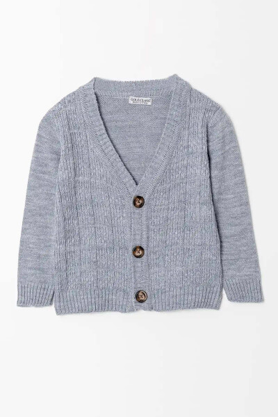 Long Sleeve Button Closure Boys Knit Cardigan - 1