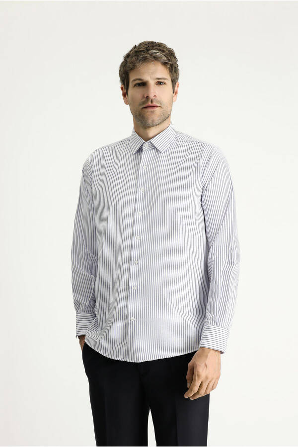 Long Sleeve Classic Striped Cotton Shirt - 8