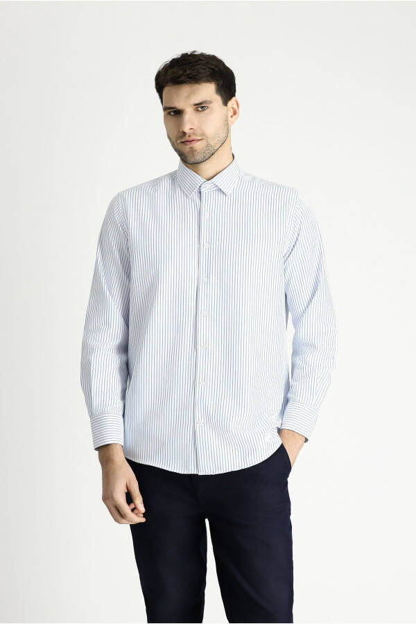 Long Sleeve Classic Striped Cotton Shirt - 13