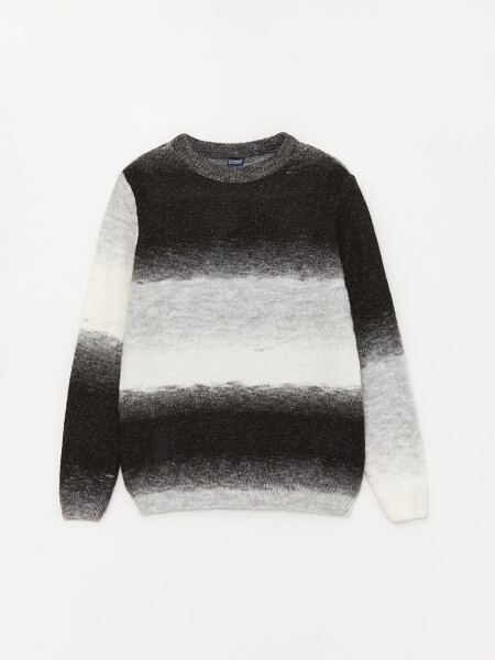 Long Sleeve Crew Neck Color Block Boys' Knit Sweater - 5