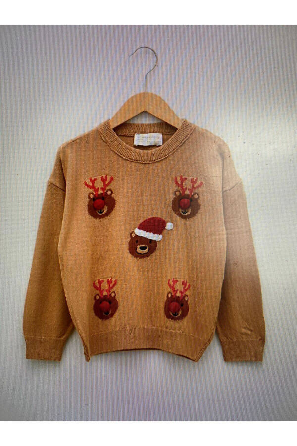 Long Sleeve Deer Print Crew Neck Baby Boy Knit Sweater - 2