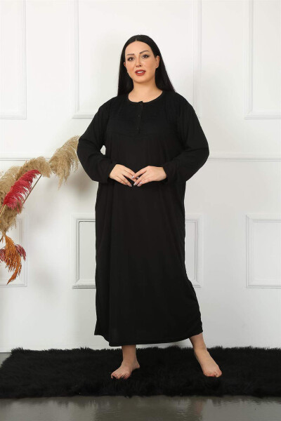 Long Sleeve Lace Black Maternity Nightgown 1355 - 1