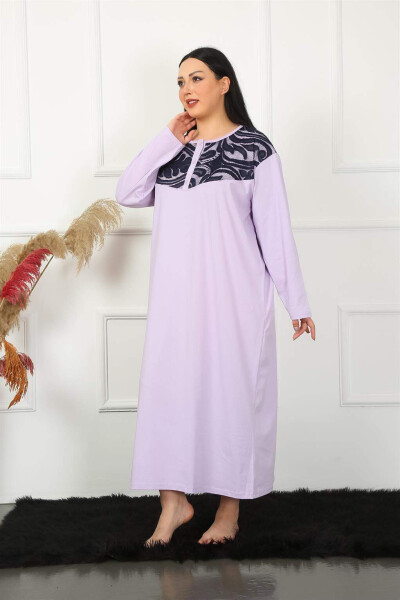 Long Sleeve Lace Lilac Nightgown 1355 - 5