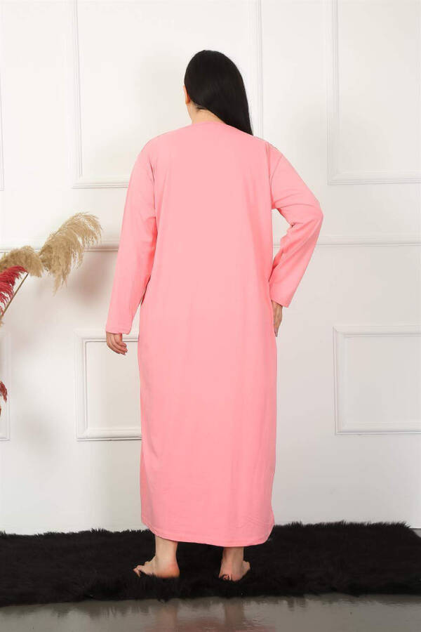 Long Sleeve Lace Salmon Maternity Nightgown 1355 - 3