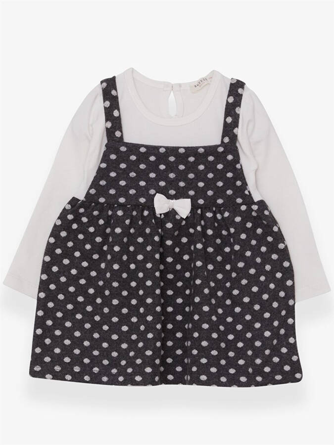 Long Sleeve Printed Baby Girl Dress with Polo Collar - 2