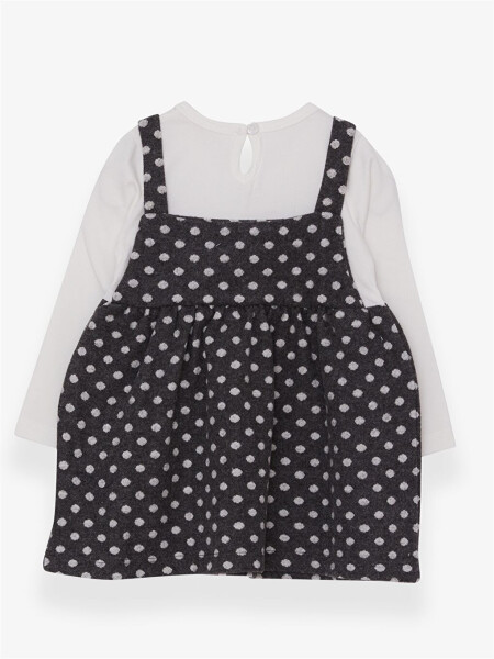 Long Sleeve Printed Baby Girl Dress with Polo Collar - 3