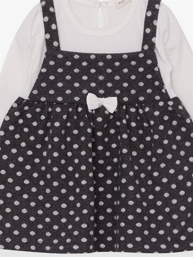 Long Sleeve Printed Baby Girl Dress with Polo Collar - 5