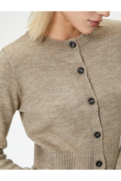 Long Sleeve Round Neck Buttoned Knit Cardigan - 11