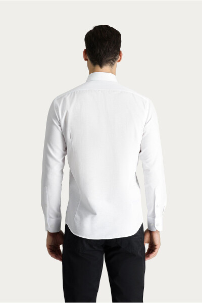 Long Sleeve Slim Fit Narrow Cut Patterned Classic Cotton Shirt - 8