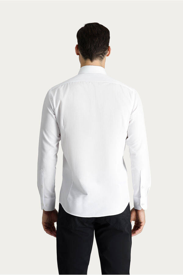 Long Sleeve Slim Fit Narrow Cut Patterned Classic Cotton Shirt - 3