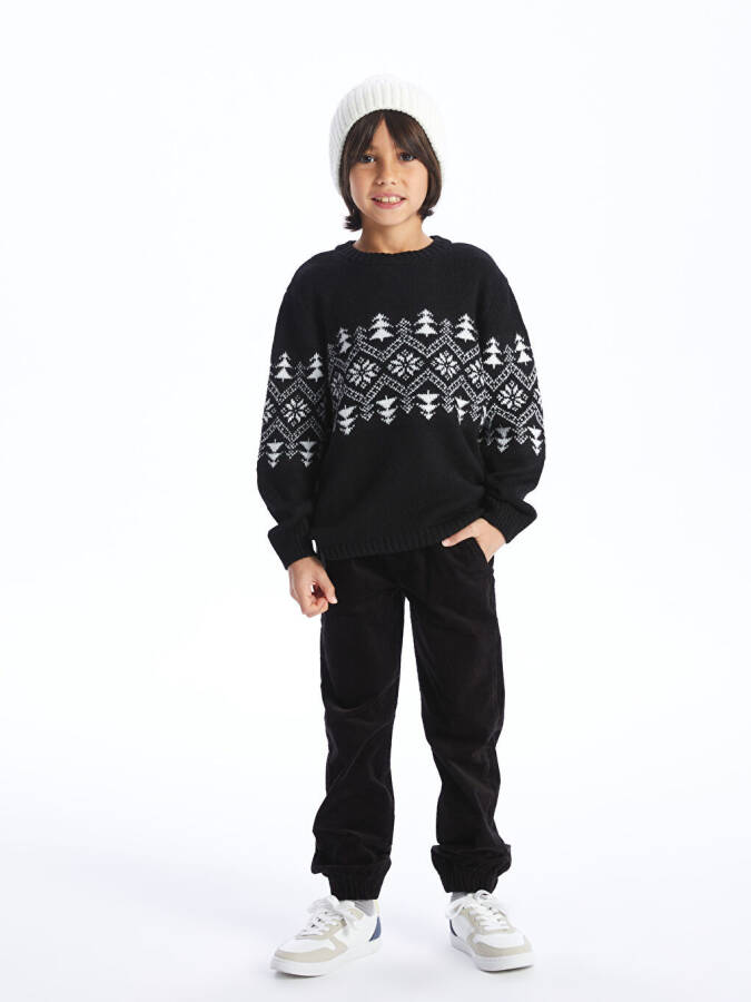 Long Sleeve Striped Boys' Knit Sweater with Crew Neck - 2