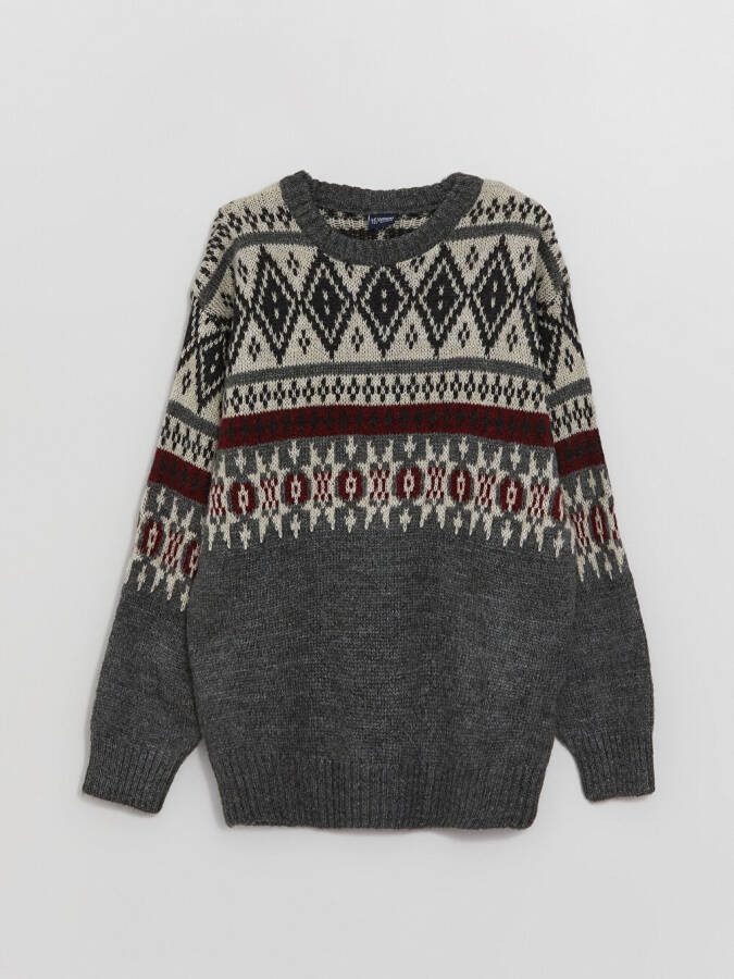 Long Sleeve Striped Boys' Knit Sweater with Crew Neck - 5