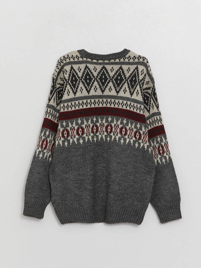 Long Sleeve Striped Boys' Knit Sweater with Crew Neck - 6