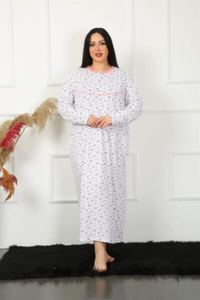 Long Sleeve White Maternity Nightgown 1356 - 1