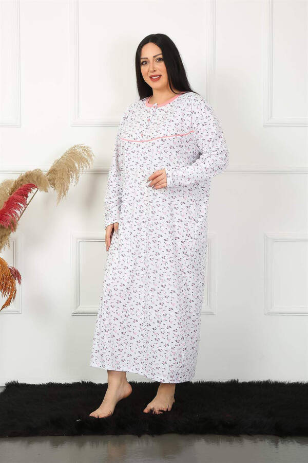 Long Sleeve White Maternity Nightgown 1356 - 2