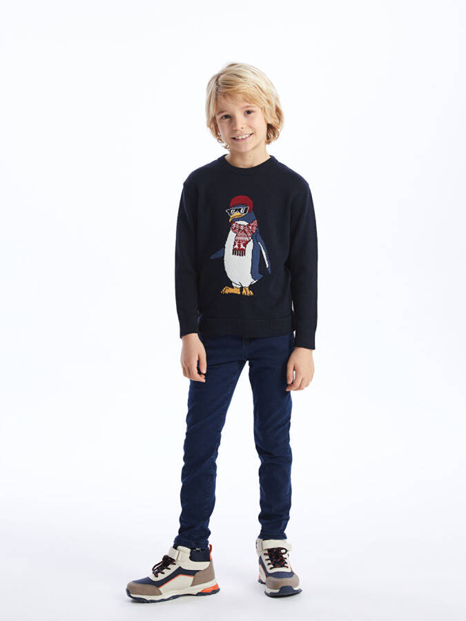 Long-sleeved Boy's Knit Sweater with Bicycle Neck Design - 3