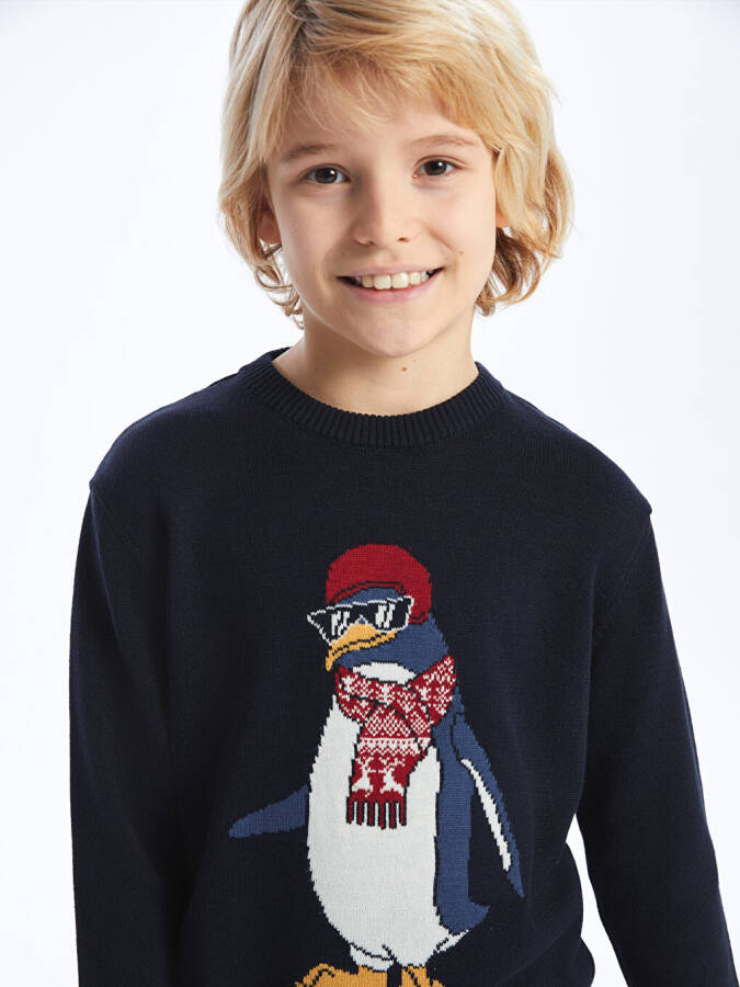 Long-sleeved Boy's Knit Sweater with Bicycle Neck Design - 7