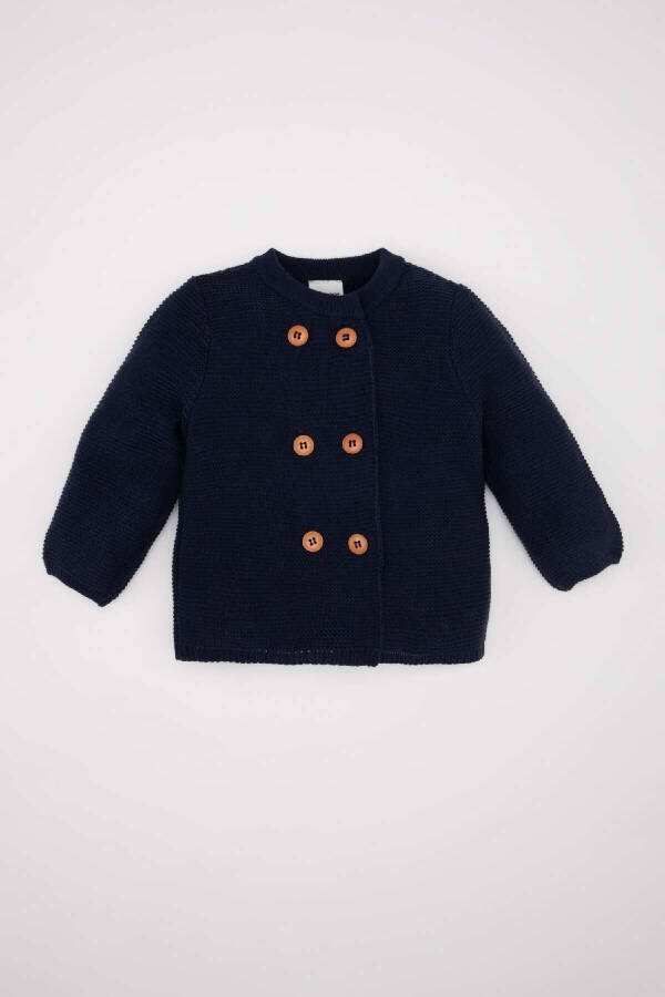 Long-sleeved, buttoned knit cardigan for babies. - 1