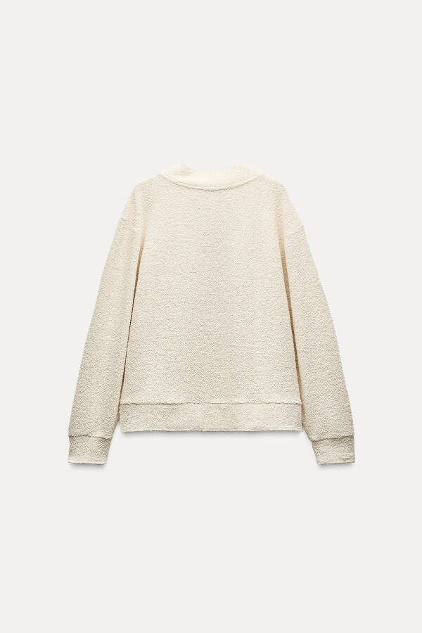 Long-Sleeved Cable Knit Sweater - Ecru - 6