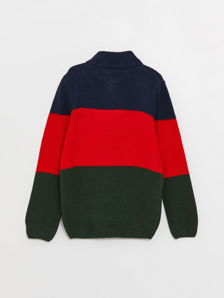 Long-Sleeved Crew Neck Color Block Boys' Knit Sweater - 6