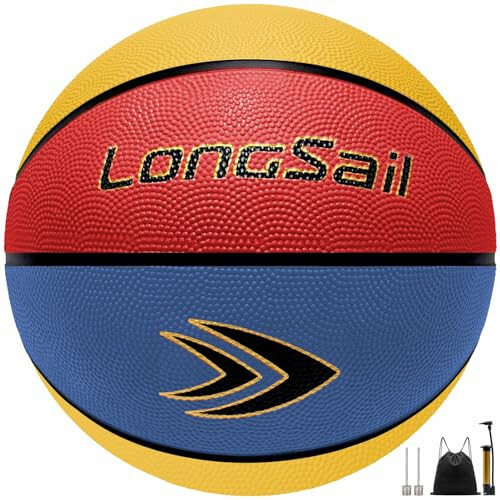 Longsail Red/Yellow/Blue Size 5 Basketball and Anti-Fog Swimming Goggles - 2