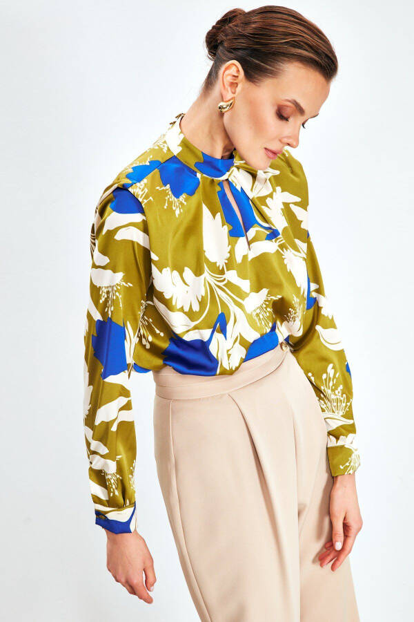 Loose Blouse with Ruffles - HAKİ - 1