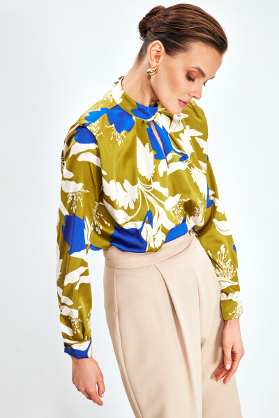 Loose Blouse with Ruffles - HAKİ - 6