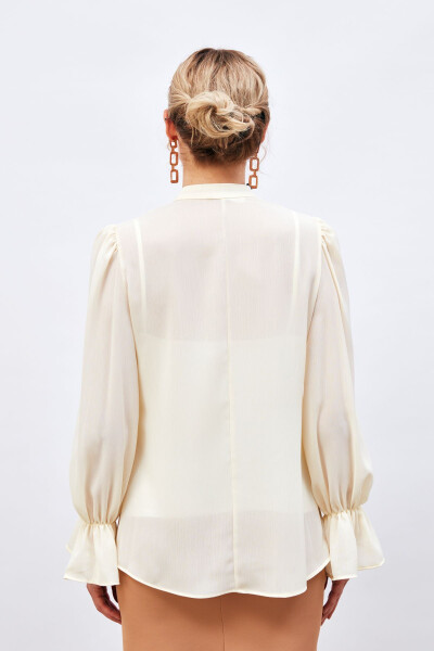 Loose Blouse with Tie Detail at the Collar - CREAM - 6