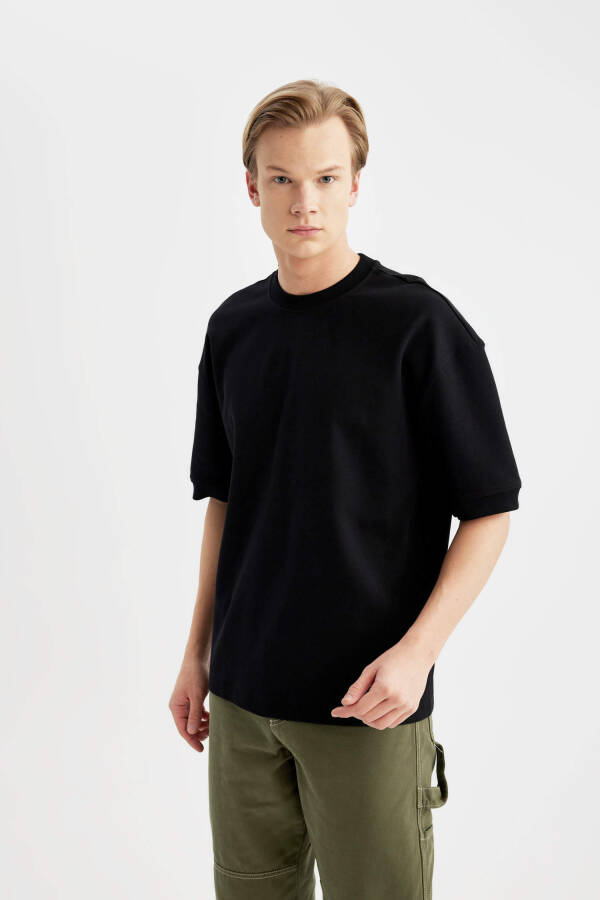 Loose Fit Crew Neck Short Sleeve Heavyweight T-Shirt Black - 7