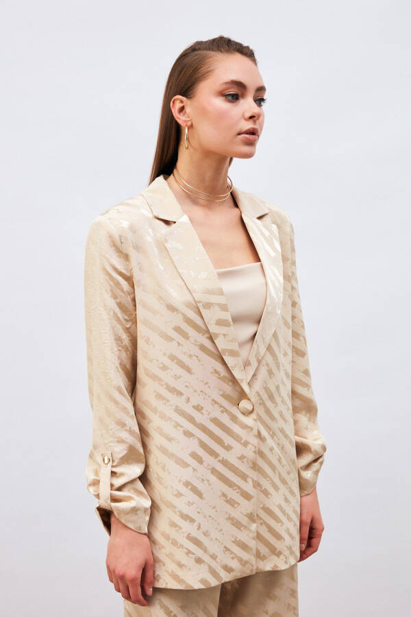 Loose Fit Jacket with Detailed Sleeves - Beige - 1