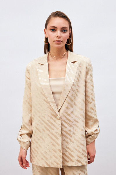 Loose Fit Jacket with Detailed Sleeves - Beige - 2