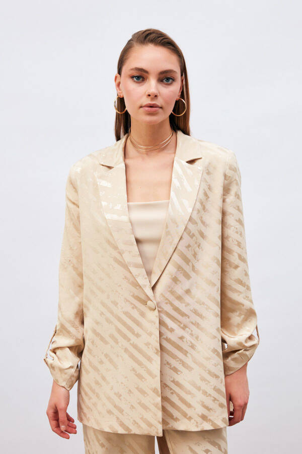 Loose Fit Jacket with Detailed Sleeves - Beige - 2