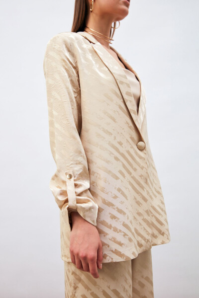 Loose Fit Jacket with Detailed Sleeves - Beige - 4