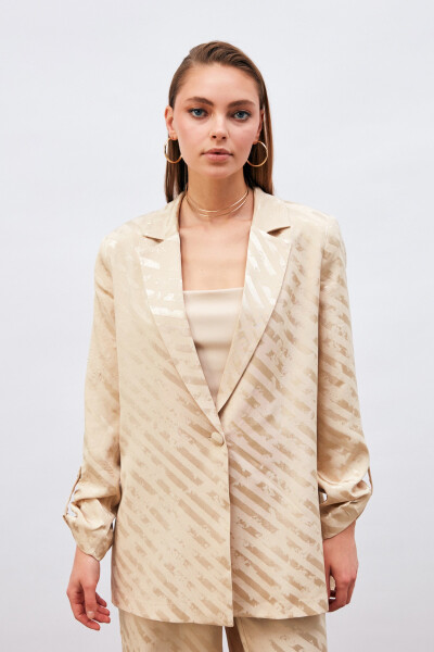 Loose Fit Jacket with Detailed Sleeves - Beige - 7