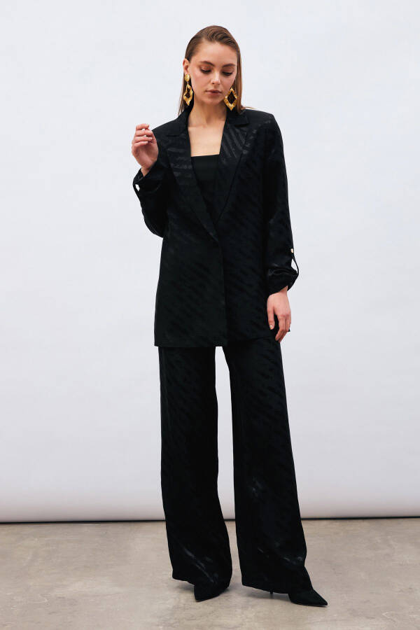 Loose Fit Jacket with Sleeve Detail - Black - 5