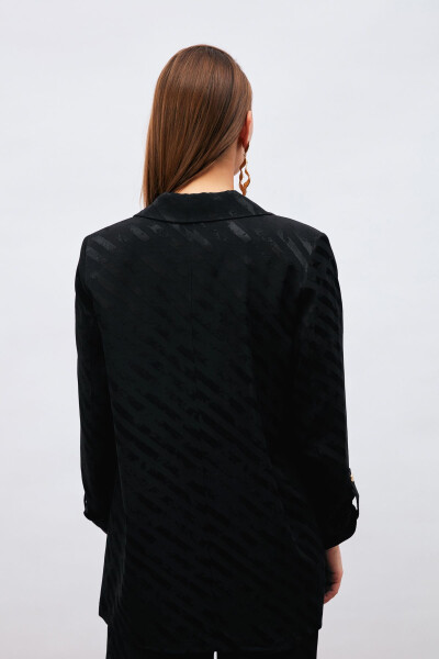 Loose Fit Jacket with Sleeve Detail - Black - 6