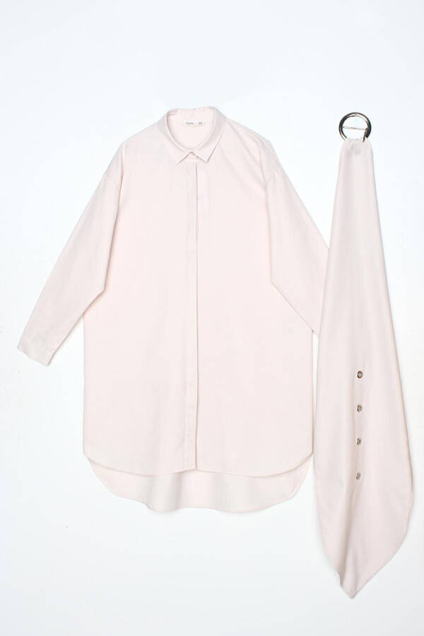 Loose Fit Shirt Tunic with Light Pink Belt - 5