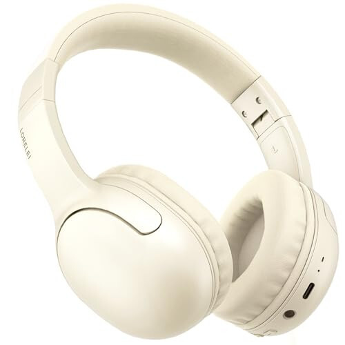 LORELEI B-E5 Kids Bluetooth Headphones, Wireless Headphones for Kids, Foldable 40H Playtime, Bluetooth Headphones with Built-in mic, On Ear Headsets for Child/Teens/School/Tablet(Beige White) - 1