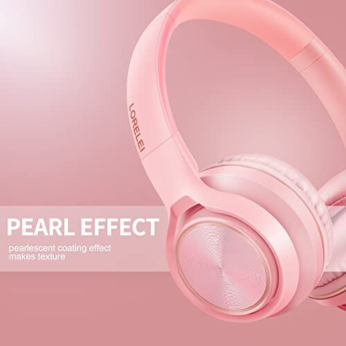 LORELEI S9 Wired Headphones with Microphone for School，On-Ear Kids Headphones for Girls Boys，Folding Lightweight and 3.5mm Audio Jack Headset for Phone, Ipad，Tablet, PC, Chromebook (Pearl Pink) - 2