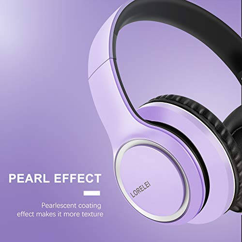 LORELEI X8 Over-Ear Wired Headphones with Microphone with 1.45m-Tangle-Free Nylon Line&3.5mm Plug,Lightweight Foldable & Portable Headphones for Smartphone,Tablet,Computer,Mp3/4(Dark Purple) - 3