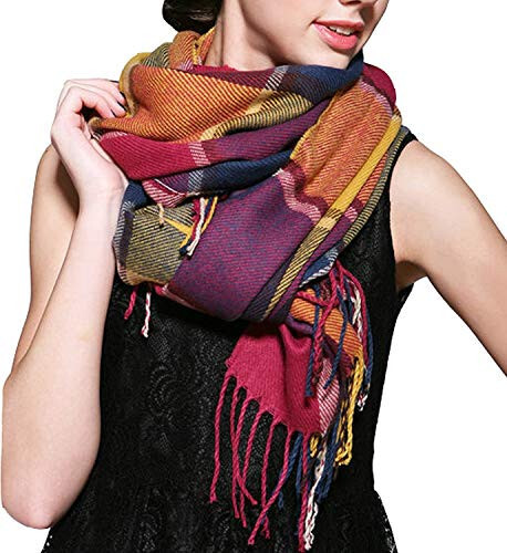 Loritta Womens Scarf Fashion Long Plaid Shawls Wraps Big Grid Winter Warm Lattice Large Scarves Gifts - 1