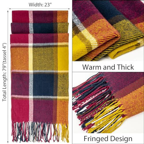 Loritta Womens Scarf Fashion Long Plaid Shawls Wraps Big Grid Winter Warm Lattice Large Scarves Gifts - 2