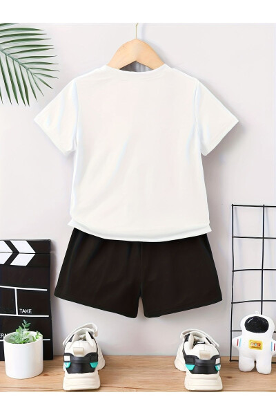 Los Angeles 91 Printed White Black Kids Shorts T-shirt Set - 2