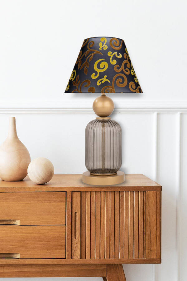 Lotus Opal Black Contrast Glass Cone Lampshade - 2