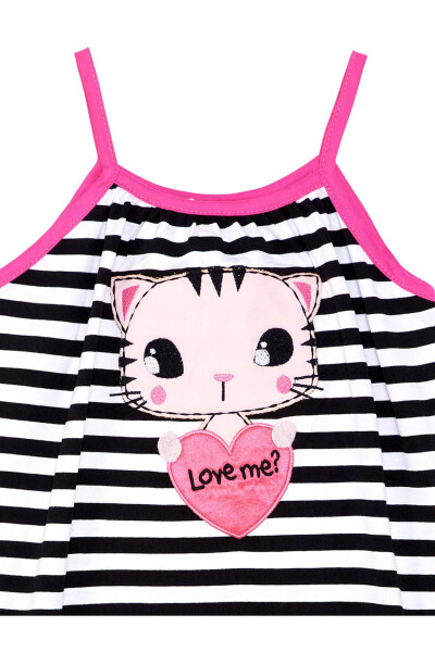 Love Me Striped Cat Sleeveless Jumpsuit for Girls - 5