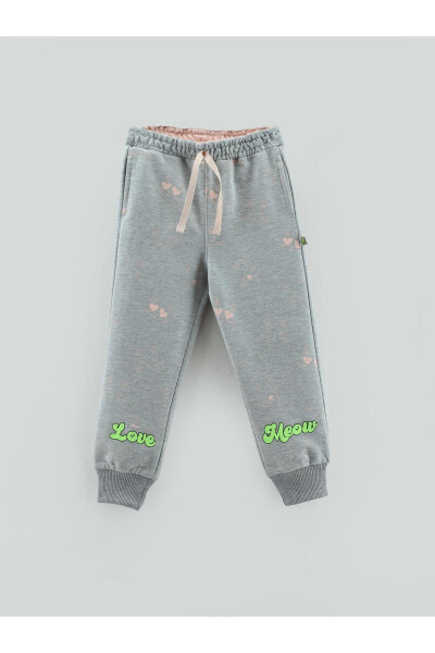 LOVE MEOW Printed Cat Pattern Girl Sweatpants - 1