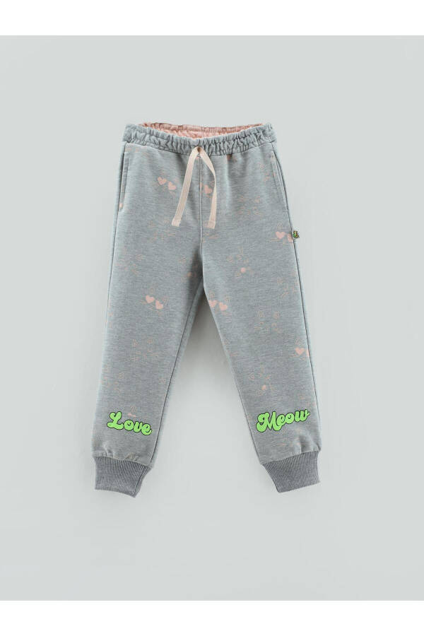 LOVE MEOW Printed Cat Pattern Girl Sweatpants - 1