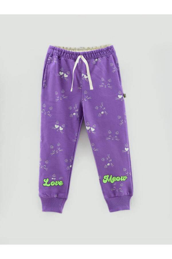 LOVE MEOW Printed Cat Pattern Girls Sweatpants - 4