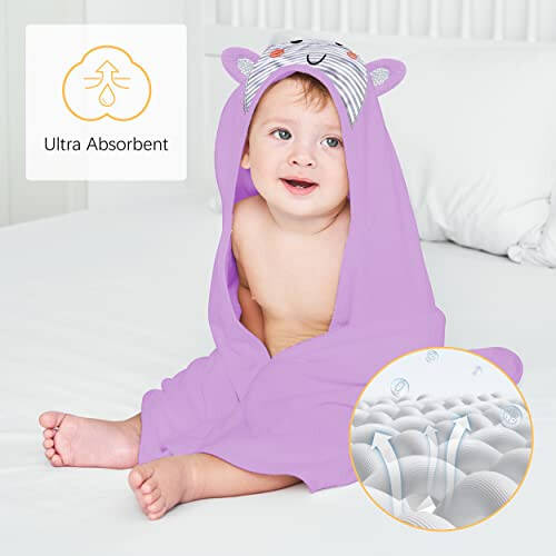 Lovely Care 3 Pack Baby Hooded Bath Towel with 24 Count Washcloth Sets for Newborns Infants & Toddlers, Boys & Girls - Baby Registry Search Essentials Item - Cattle, Koala, Hippo - 3