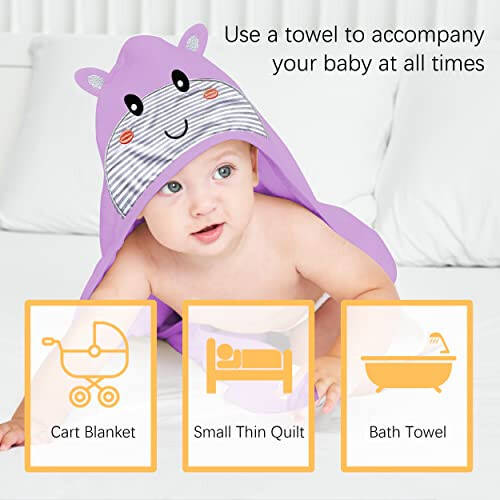 Lovely Care 3 Pack Baby Hooded Bath Towel with 24 Count Washcloth Sets for Newborns Infants & Toddlers, Boys & Girls - Baby Registry Search Essentials Item - Cattle, Koala, Hippo - 6